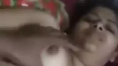 Ex-lover fucking busty wife pussy with condom dick