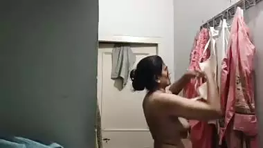 Mom changing dress caught on camera by horny son