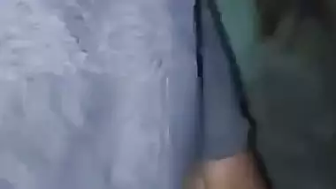 Village lady shows her naked boobs and butt for cash