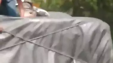 Daring NRI porn of a girl fucking outdoors on a riding truck