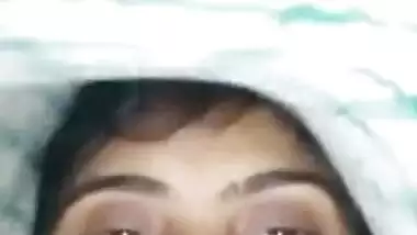 Beautiful girl showing her big round melons on VC