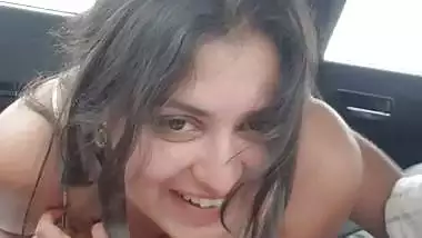 Valentine day outing of lovers with sex in car