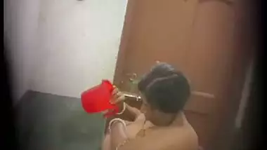 Huge boobs mom pouring water on breasts caught by son