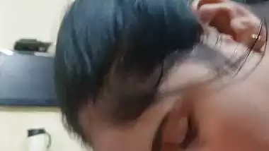 Chubby girl tasting dick with flavoured condom