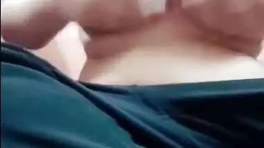 Milky white boobs playing of cute Indian girlfriend