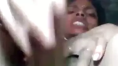 Desi using chapati rod dildo to masturbate