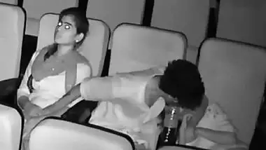 Threesome romance in theatre caught in night vision